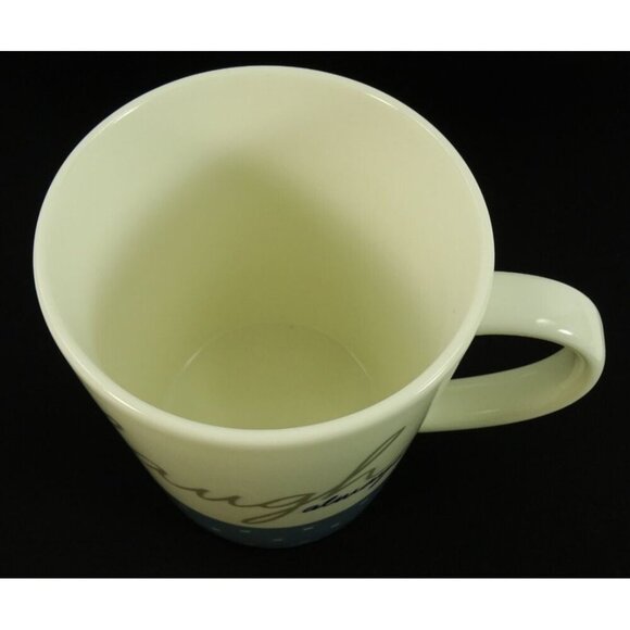 ED Ellen DeGeneres Royal Doulton “Laugh Always” Mug Blue White X Pattern 14oz - Picture 4 of 7